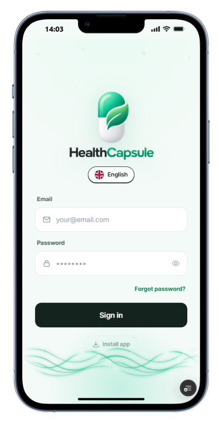 HealthCapsule running on a phone